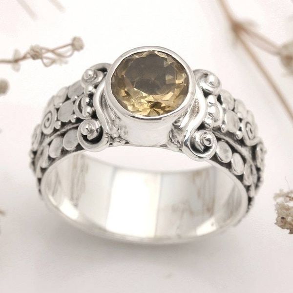 Alternate image for Citrine and Sterling Silver Single-Stone Ring from Indonesia Swirling Serenity