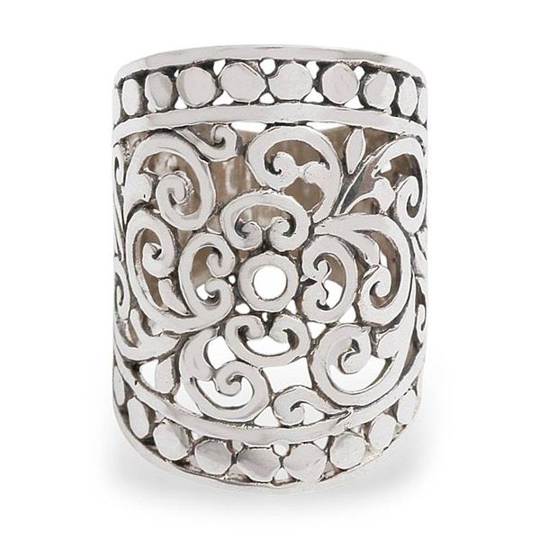 Alternate image for Handmade Sterling Silver Wide Band Ring from Indonesia Memories of Bali