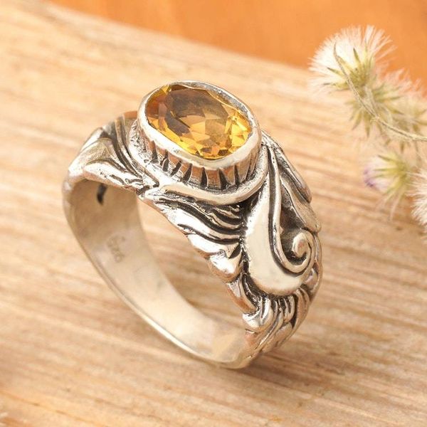 Alternate image for Citrine and Sterling Silver Ring Feminine Charm