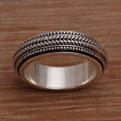 Alternate image for Mens Sterling Silver Spinner Ring Bali Welcome