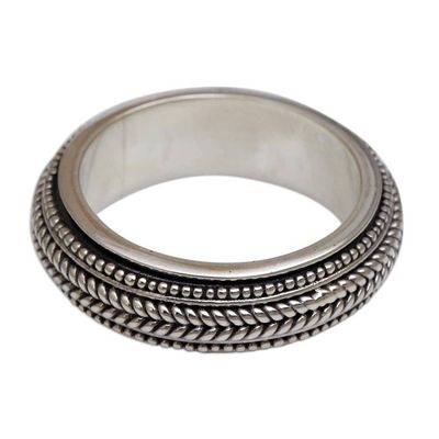 Alternate image for Mens Sterling Silver Spinner Ring Bali Welcome