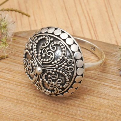 Primary image for Artisan Crafted Sterling Silver Domed Ring Balinese Princess