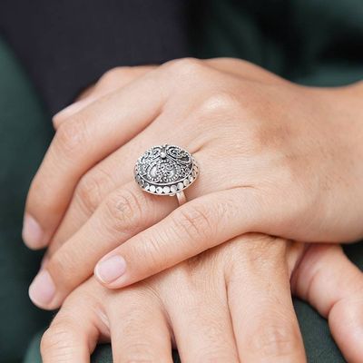 Alternate image for Artisan Crafted Sterling Silver Domed Ring Balinese Princess