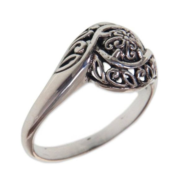 Alternate image for Unique Sterling Silver Band Ring Rainforest Bloom