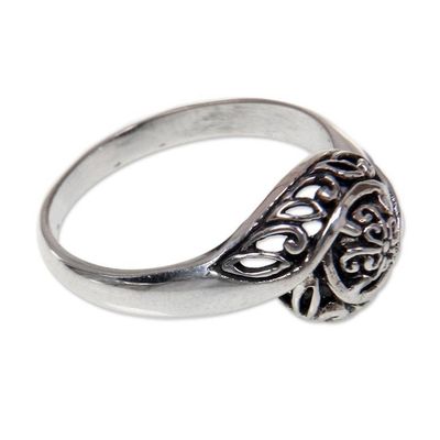 Alternate image for Unique Sterling Silver Band Ring Rainforest Bloom