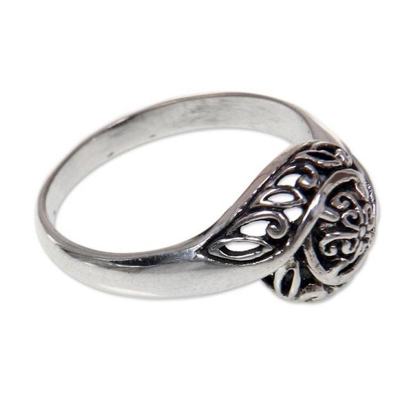Alternate image for Unique Sterling Silver Band Ring Rainforest Bloom