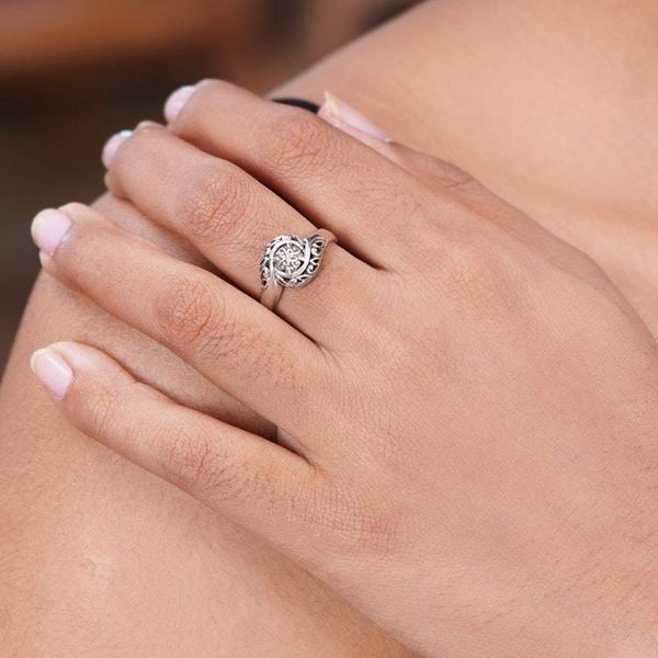 Alternate image for Unique Sterling Silver Band Ring Rainforest Bloom
