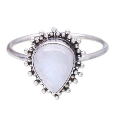 Alternate image for Jeweler Designed Rainbow Moonstone Cocktail Ring from Bali Teardrop Moon