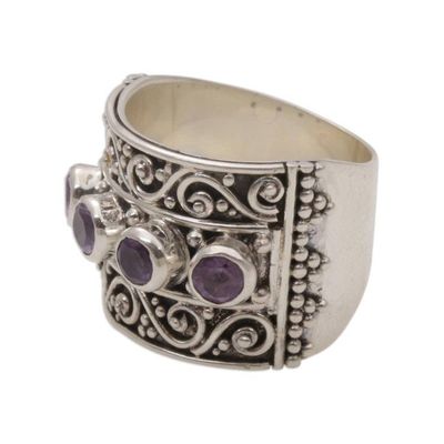 Alternate image for Amethyst and Sterling Silver Multi-Stone Ring from Bali Lucky Four