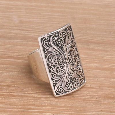 Primary image for Sterling Silver Swirl Motif Cocktail Ring from Bali Swirling Shield