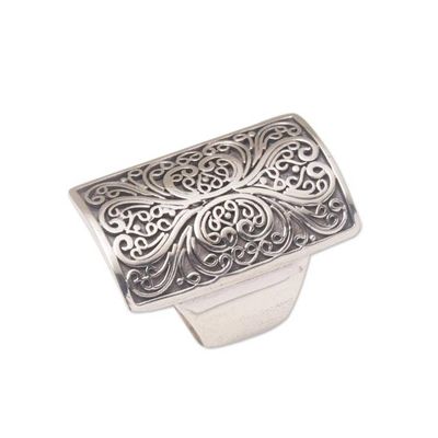 Alternate image for Sterling Silver Swirl Motif Cocktail Ring from Bali Swirling Shield