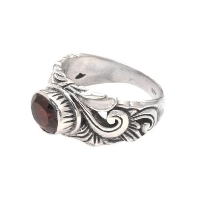 Alternate image for Unique Sterling Silver and Garnet Ring Feminine Charm