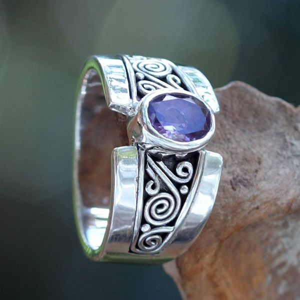 Alternate image for Artisan Crafted Sterling Silver Ring with Amethyst Purple Karma