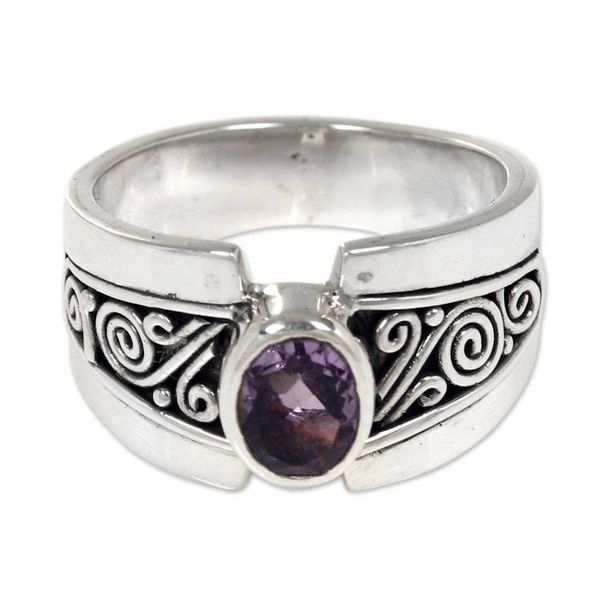Alternate image for Artisan Crafted Sterling Silver Ring with Amethyst Purple Karma