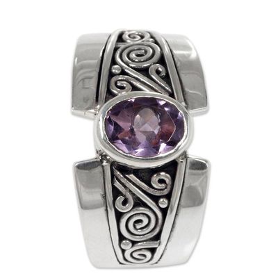 Alternate image for Artisan Crafted Sterling Silver Ring with Amethyst Purple Karma