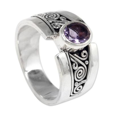 Alternate image for Artisan Crafted Sterling Silver Ring with Amethyst Purple Karma