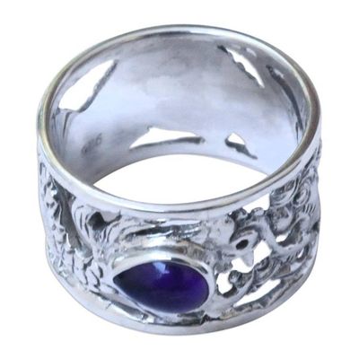 Alternate image for Sterling Silver and Amethyst Band Ring Dragon Guardian