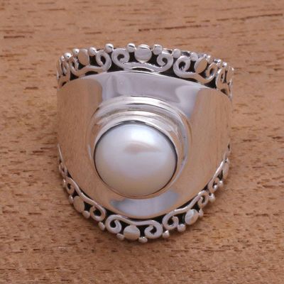 Alternate image for White Cultured Pearl Cocktail Ring Crafted in Bali Mountaintop in White