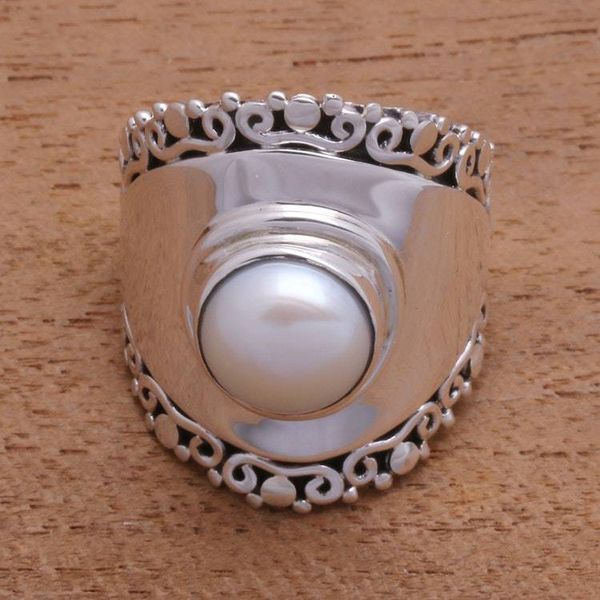 Alternate image for White Cultured Pearl Cocktail Ring Crafted in Bali Mountaintop in White