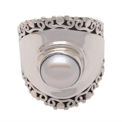 Alternate image for White Cultured Pearl Cocktail Ring Crafted in Bali Mountaintop in White