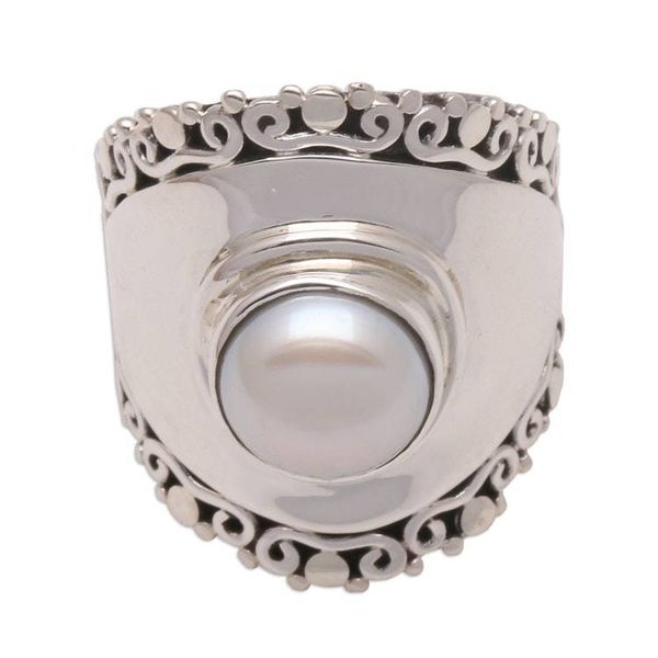 Alternate image for White Cultured Pearl Cocktail Ring Crafted in Bali Mountaintop in White