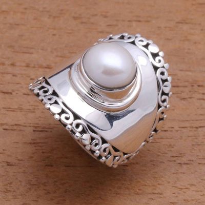 Alternate image for White Cultured Pearl Cocktail Ring Crafted in Bali Mountaintop in White
