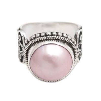 Alternate image for Artisan Crafted Pink Mabe Pearl Cocktail Ring from Bali Purely Pink