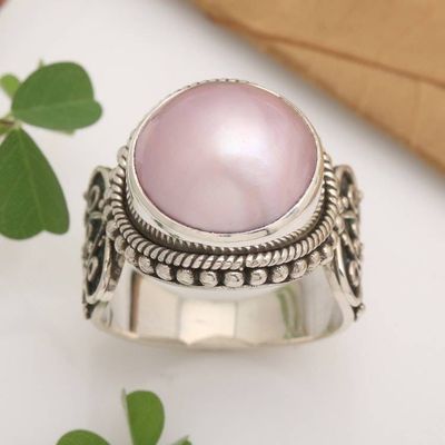 Alternate image for Artisan Crafted Pink Mabe Pearl Cocktail Ring from Bali Purely Pink