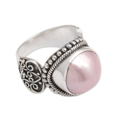 Alternate image for Artisan Crafted Pink Mabe Pearl Cocktail Ring from Bali Purely Pink