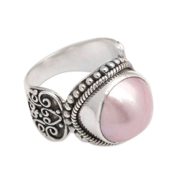 Alternate image for Artisan Crafted Pink Mabe Pearl Cocktail Ring from Bali Purely Pink
