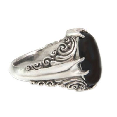 Alternate image for Womens Sterling Silver and Onyx Cocktail Ring Dark Surf