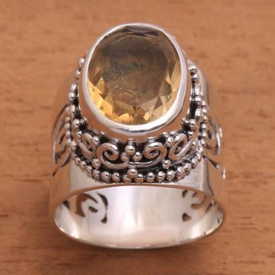 Alternate image for Citrine and Sterling Silver Single Stone Ring from Bali Glorious Vines