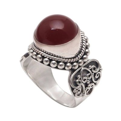 Alternate image for Artisan Crafted Carnelian and Sterling Silver Ring from Bali Incandescent Moon