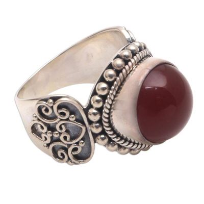 Alternate image for Artisan Crafted Carnelian and Sterling Silver Ring from Bali Incandescent Moon