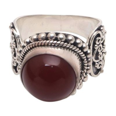 Alternate image for Artisan Crafted Carnelian and Sterling Silver Ring from Bali Incandescent Moon