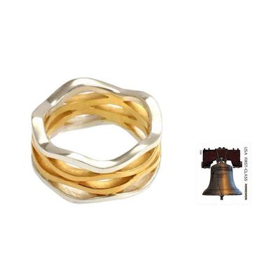Alternate image for Gold Accent and Sterling Silver Band Ring Ocean Waves