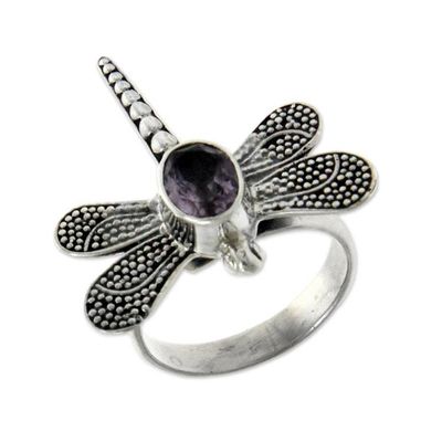 Alternate image for Amethyst cocktail ring Gossamer Dragonfly