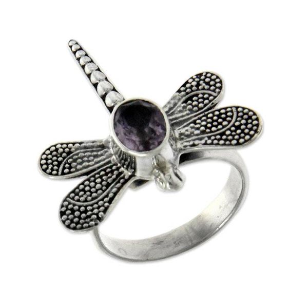 Alternate image for Amethyst cocktail ring Gossamer Dragonfly