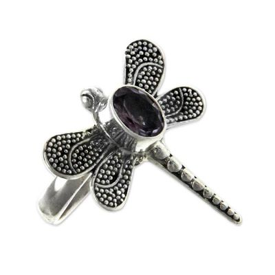 Alternate image for Amethyst cocktail ring Gossamer Dragonfly
