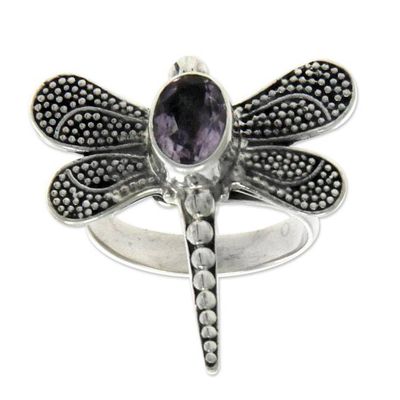 Alternate image for Amethyst cocktail ring Gossamer Dragonfly