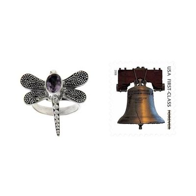 Alternate image for Amethyst cocktail ring Gossamer Dragonfly