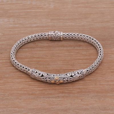 Primary image for Gold Accent Sterling Silver Pendant Wristband Bracelet Elegant Twining