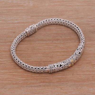 Alternate image for Gold Accent Sterling Silver Pendant Wristband Bracelet Elegant Twining