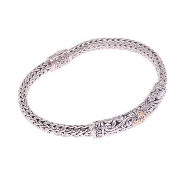 Alternate image for Gold Accent Sterling Silver Pendant Wristband Bracelet Elegant Twining