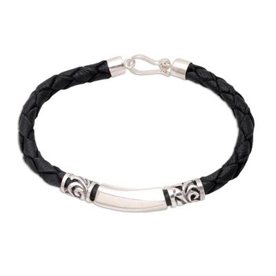 Alternate image for Artisan Crafted Leather and Sterling Silver Bracelet Sanur Shore