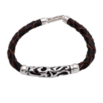 Alternate image for Brown Leather and Sterling Silver Bracelet Fire Spirit