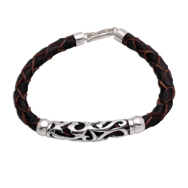 Alternate image for Brown Leather and Sterling Silver Bracelet Fire Spirit