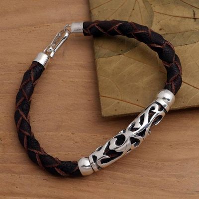 Alternate image for Brown Leather and Sterling Silver Bracelet Fire Spirit