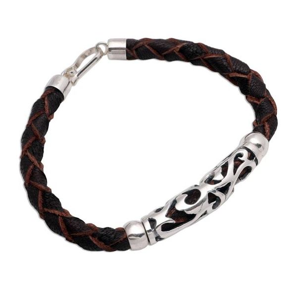 Alternate image for Brown Leather and Sterling Silver Bracelet Fire Spirit