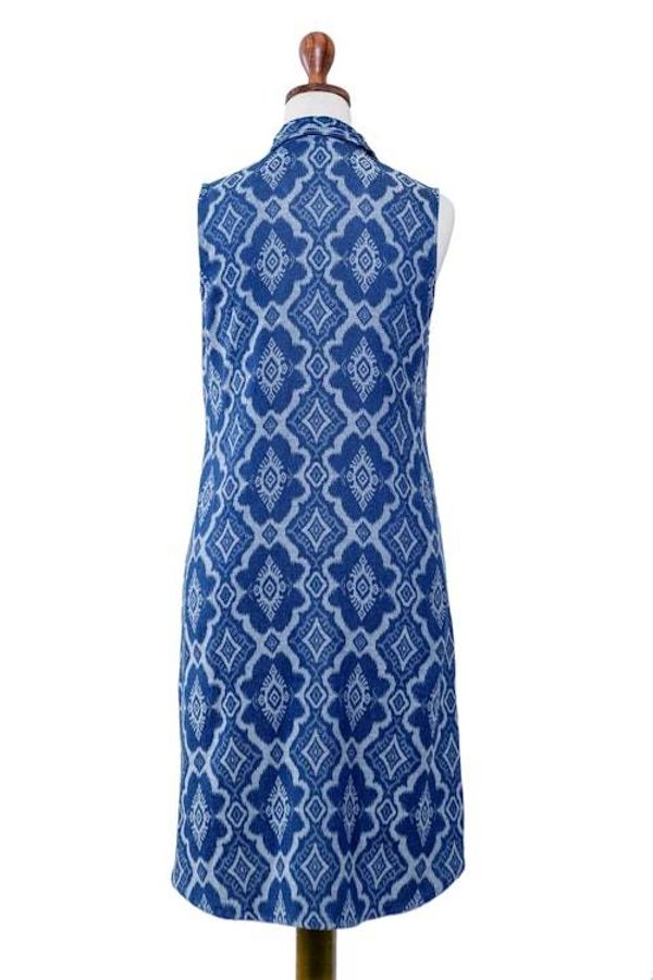 Alternate image for Blue 100 Cotton Shirt Dress with Geometric Pattern Eyeful